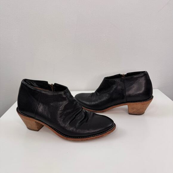VTG Fiorentini + Baker Rykel Womens Booties Black Leather Side Zip Ankle Boot 37 - Picture 2 of 7